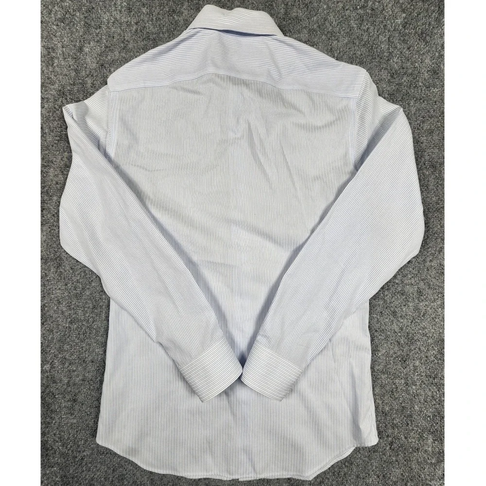 Banana Republic Mens Small Non-Iron Tailored Slim Fit Blue Pinstripe Dress Shirt